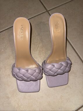 Torgies new york Lavender Braided Square-Toe Mule Heels